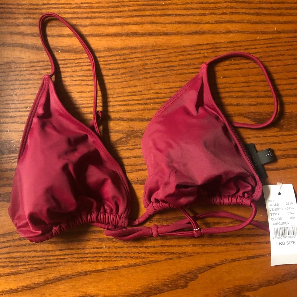 Bikini Top Burgundy LA Hearts Swim Top Large